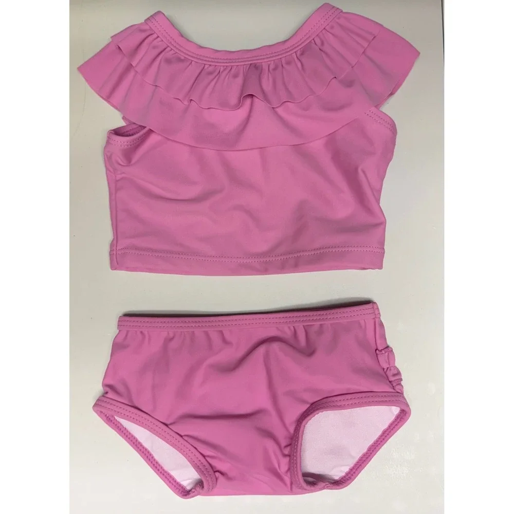 RuffleButts 3-6m NEW pink‎ Ruffle Two Piece Swimsuit Set Baby Girls